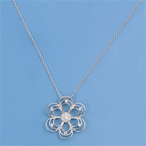 Silver CZ Necklace - Plumeria