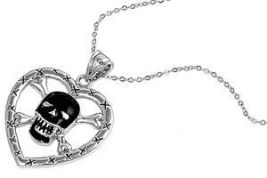 Silver CZ Necklace - Skull