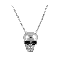 Silver CZ Necklace - Skull