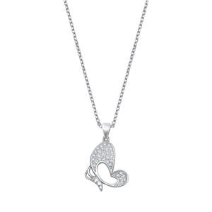 Silver CZ Necklace - Butterfly