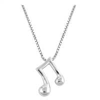 Silver CZ Necklace - Music Note