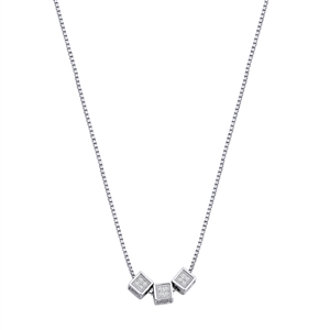 Silver CZ Necklace - Cubes