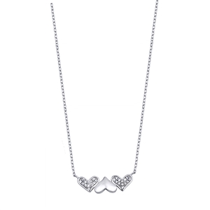 Silver CZ Necklace - Hearts