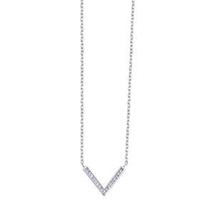 Silver CZ Necklace - Downward Arrow