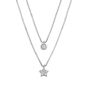 Silver CZ Necklace - Star