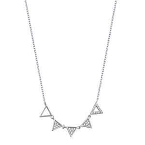 Silver CZ Necklace - Triangles