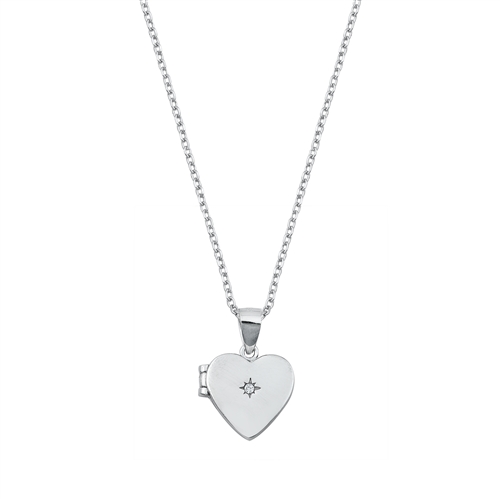 Silver CZ Necklace - Heart Locket