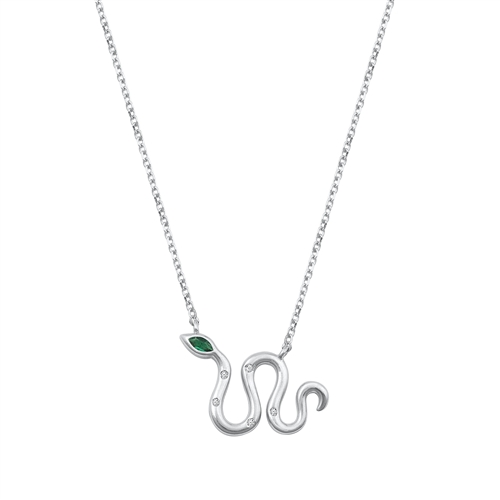 Silver CZ Necklace - Snake