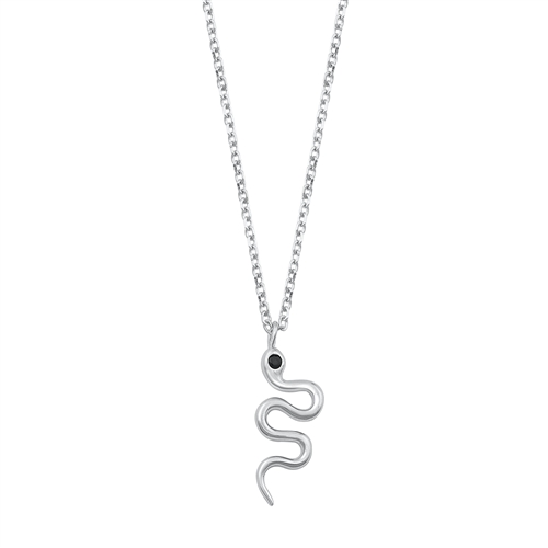 Silver CZ Necklace - Snake