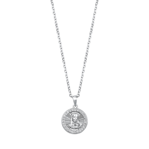 Silver CZ Necklace - Jesus