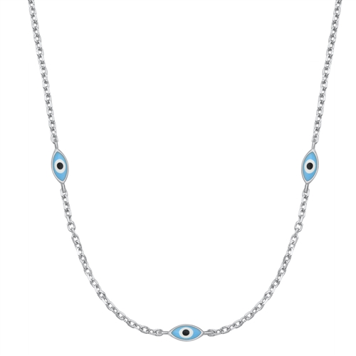 Silver Necklace - Evil Eye