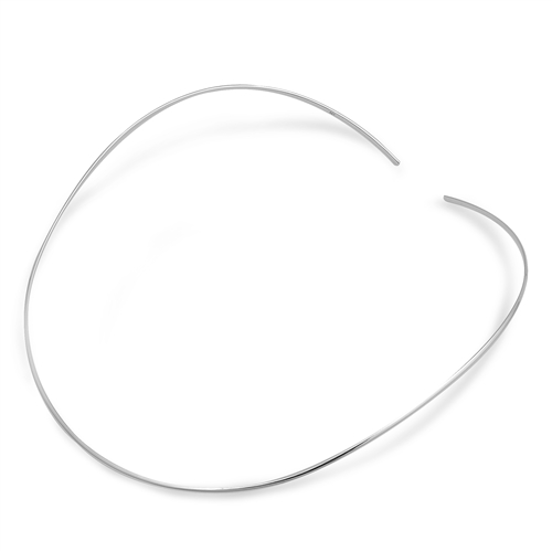 Silver Choker Necklace - Rounded Flat