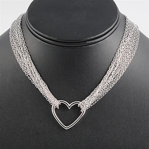 Silver Necklace - Mult-Chain Heart