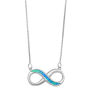 Silver Lab Opal Necklace - Infinity