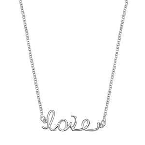 Silver Italian Necklace - Love