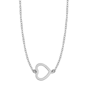 Silver Italian Necklace - Sideways Open Heart
