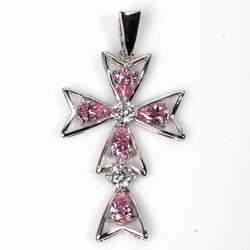 Silver CZ Pendant - Cross