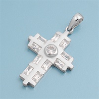 Silver CZ Pendant - Cross