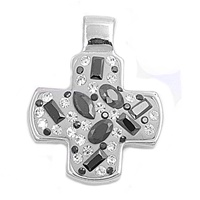 Silver CZ Pendant - Cross