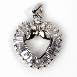 Silver Heart Pendant w/ CZ