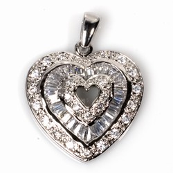 Silver Heart Pendant w/ CZ
