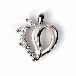 Silver CZ Pendant - Heart