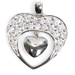 Silver CZ Pendant - Heart