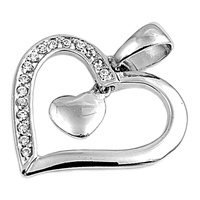 Silver CZ Pendant - Heart