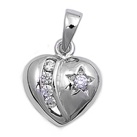 Silver CZ Pendant - Heart