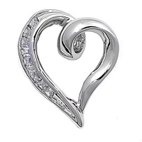 Silver CZ Pendant - Heart