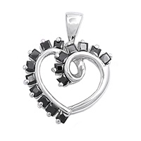 Silver CZ Pendant - Heart