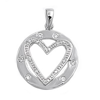 Silver CZ Pendant - Heart