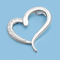 Silver CZ Pendant - Heart