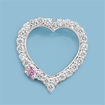 Silver CZ Pendant - Heart