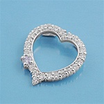 Silver CZ Pendant - Heart