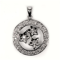 Silver CZ Pendant - Stars