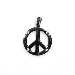 Silver Pendant W/ CZ - Peace Sign