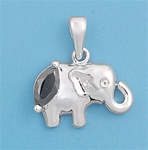 Silver Pendant W/ CZ - Elephant