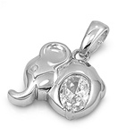 Silver Pendant W/ CZ - Elephant