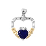 Silver Pendant W/ CZ - Claddagh