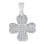 Silver Pendant W/ CZ - Four Leaf Clover