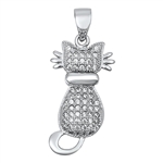 Silver Pendant W/ CZ - Cat