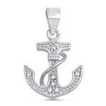 Silver Pendant W/ CZ - Anchor