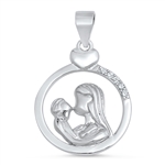 Silver Pendant W/ CZ - Jesus and Mary
