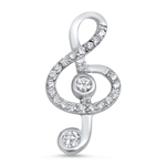 Silver Pendant W/ CZ - Musical Note