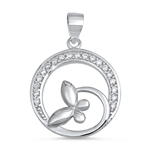 Silver Pendant W/ CZ - Butterfly