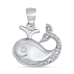 Silver Pendant W/ CZ - Baby Whale