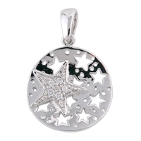 Silver Pendant W/ CZ - Stars