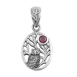 Silver Pendant W/ CZ - Owl