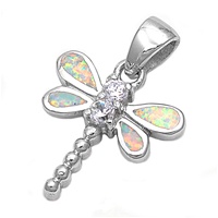 Silver Lab Opal Pendant - Dragonfly